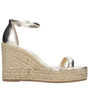Stuart Weitzman - Gold Espadrille Wedge Heels 7.5 38 NEW